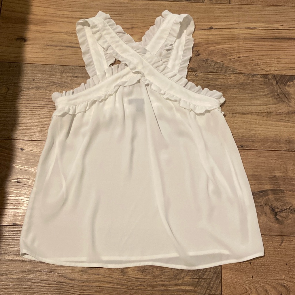 J.Crew Chiffon White Ruffle Top